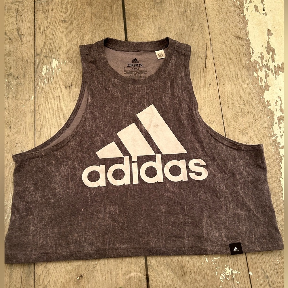 Size Medium, gray adidas, tank top.